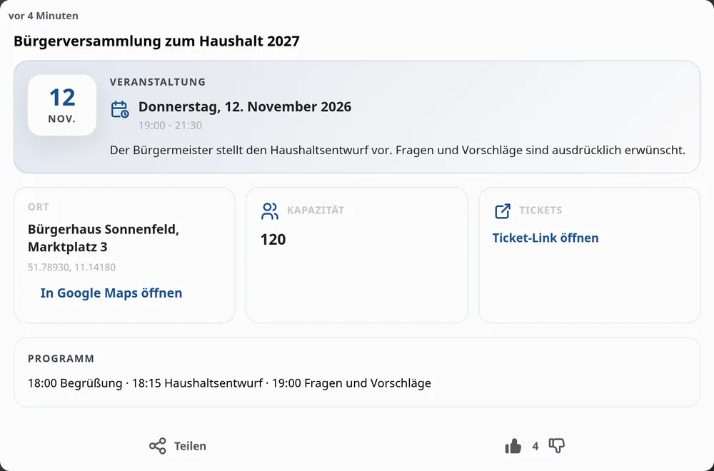 Bürgerversammlungen und Infoabende
