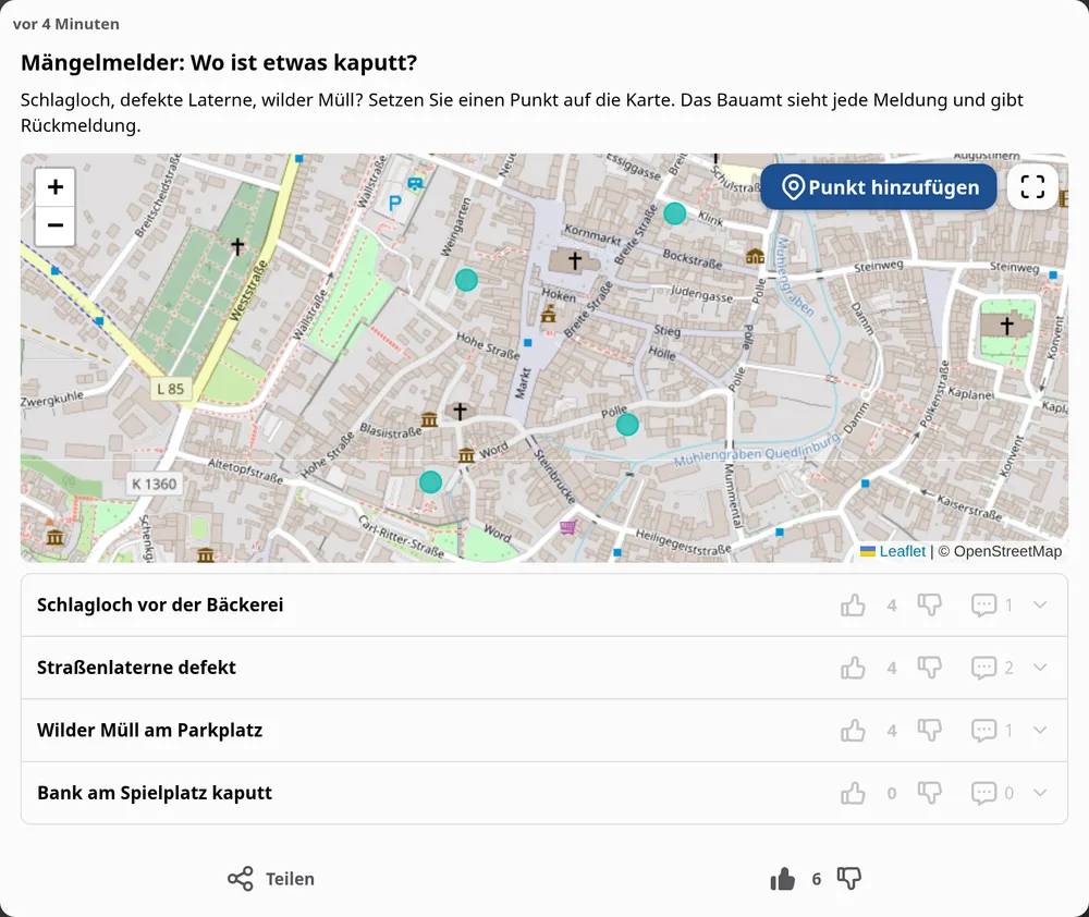 Mängelmelder einer Gemeinde