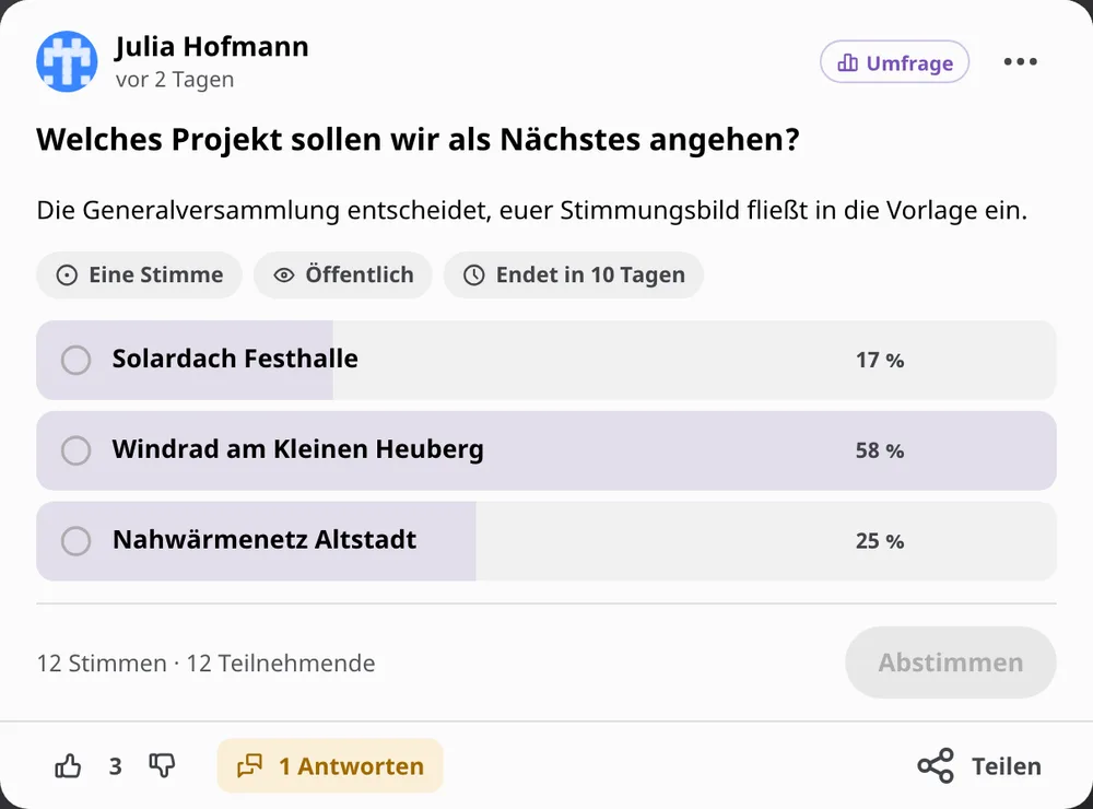 Welches Projekt kommt als Nächstes?