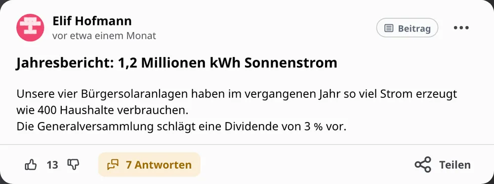 Jahresbericht und Projektstand für alle Mitglieder