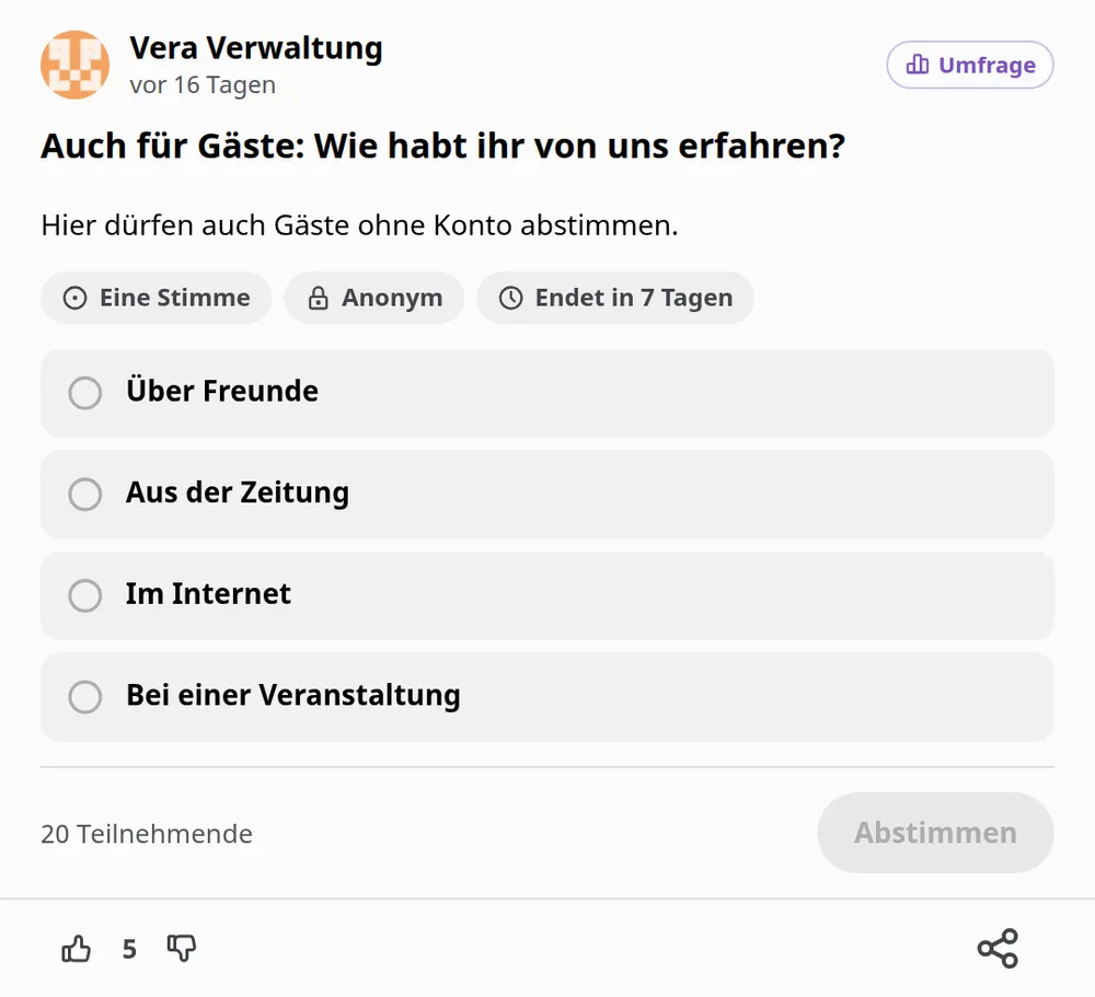 Auch Gäste beteiligen