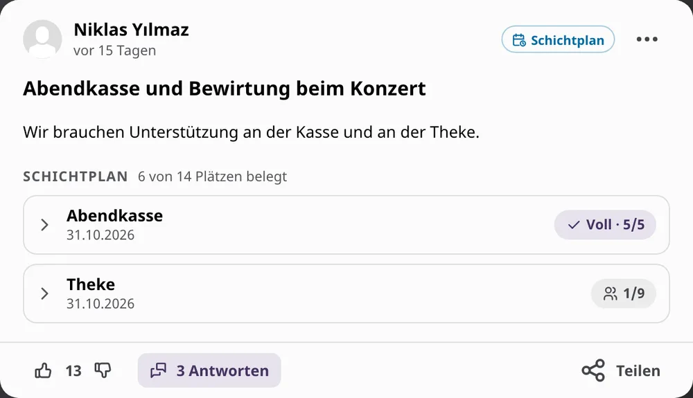 Aufbau, Ausschank, Kasse, Abbau