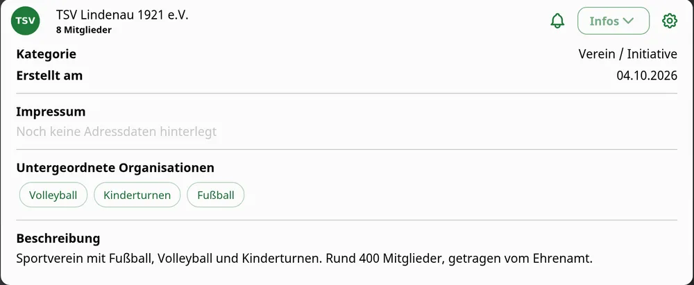 Jede Abteilung mit eigenem Bereich